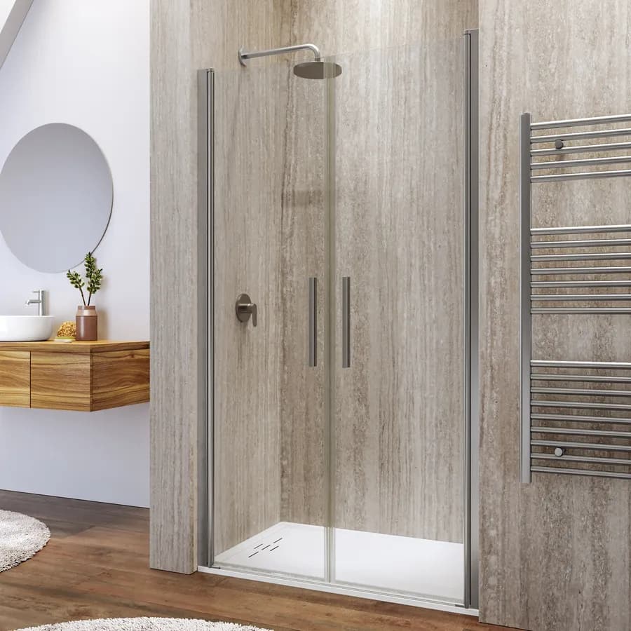 Box doccia nicchia 120 cm saloon con vetro anticalcare trasparente e profilo cromo 195h - Lost