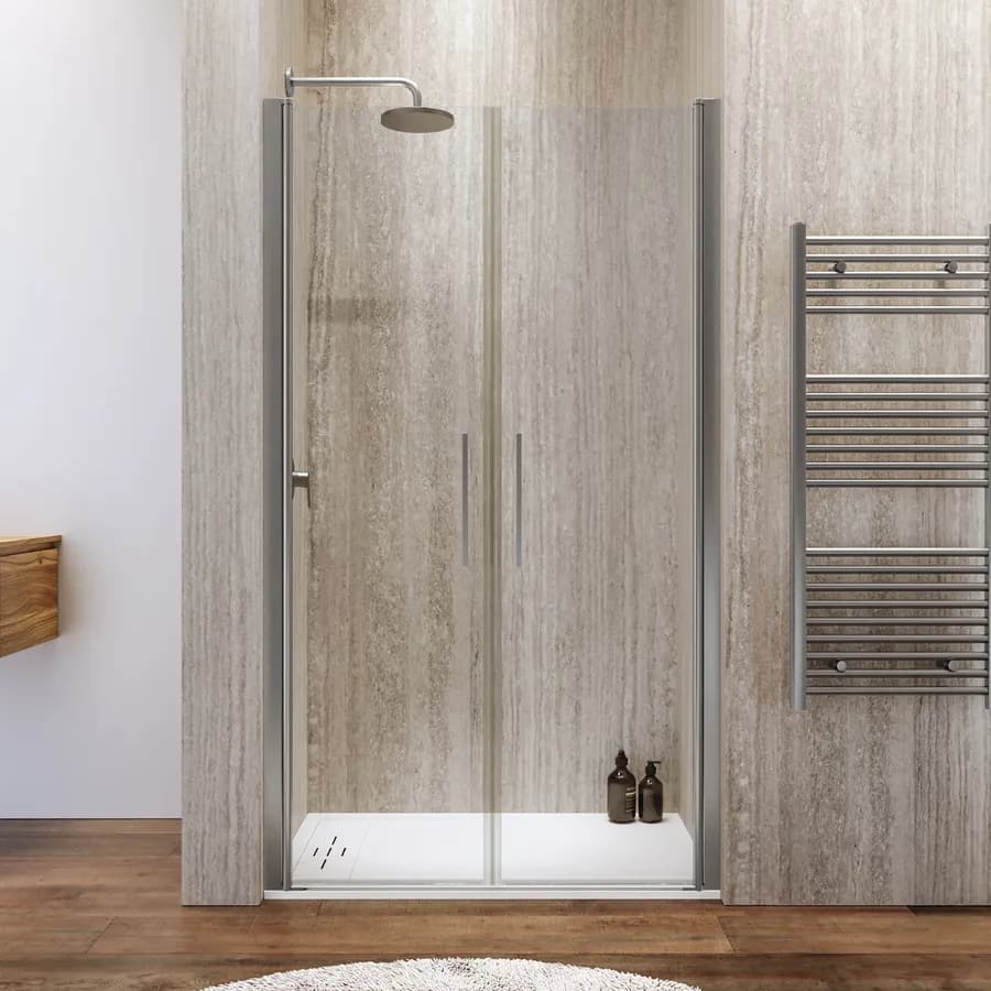 Box doccia nicchia 120 cm saloon con vetro anticalcare trasparente e profilo cromo 195h - Lost