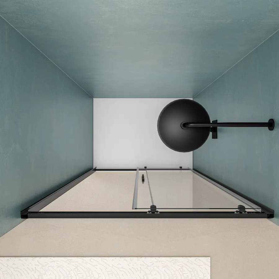 Box doccia nicchia 120 cm scorrevole con vetro trasparente e profilo nero opaco 185h - Lite