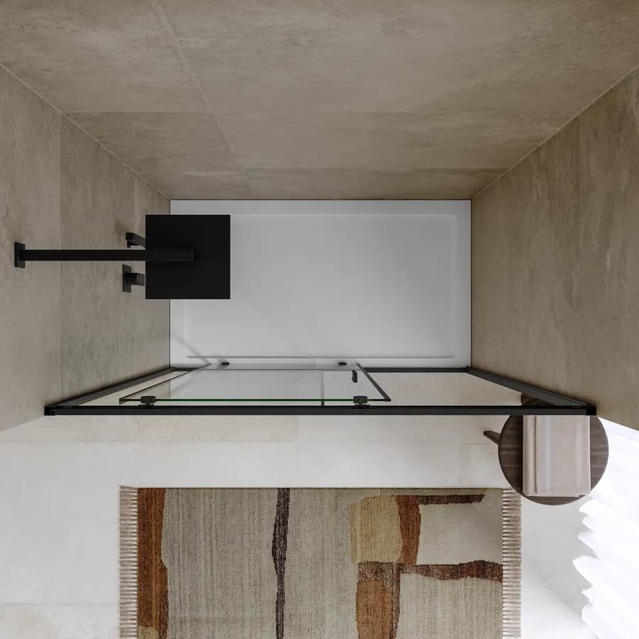 Box doccia nicchia 120 cm scorrevole con vetro slim trasparente e profilo nero opaco 195h - Glide