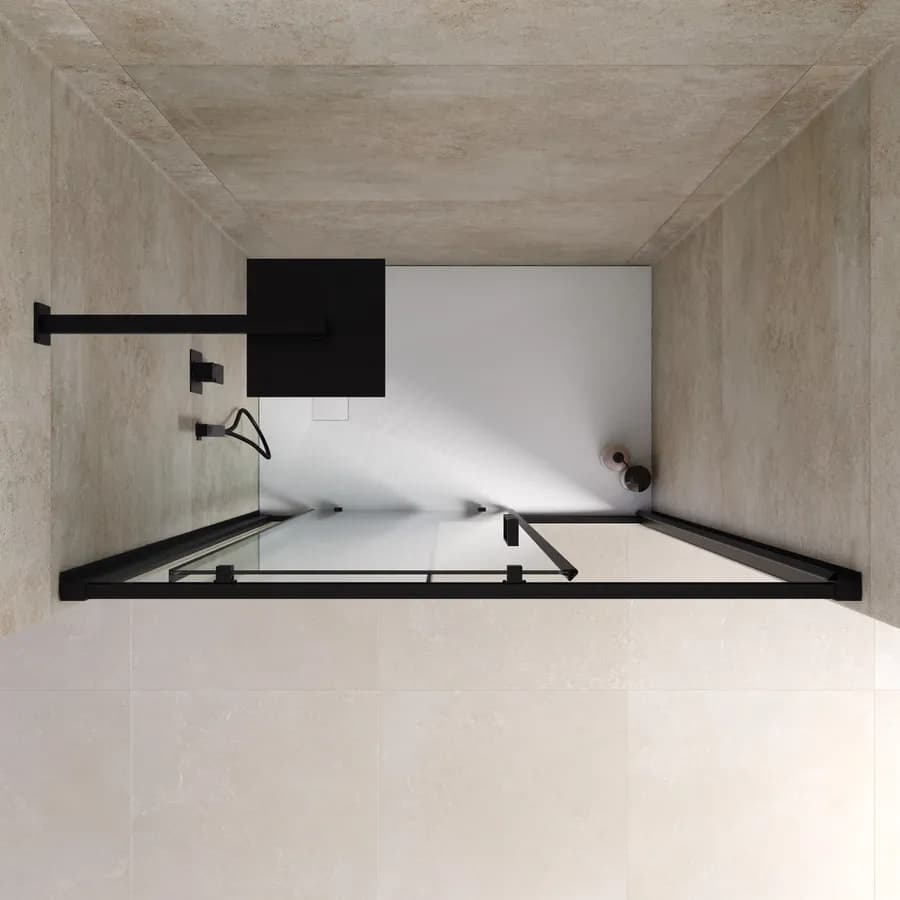 Box doccia nicchia 130 cm profilo nero opaco con vetro temperato anticalcare 200h cm - Naomi