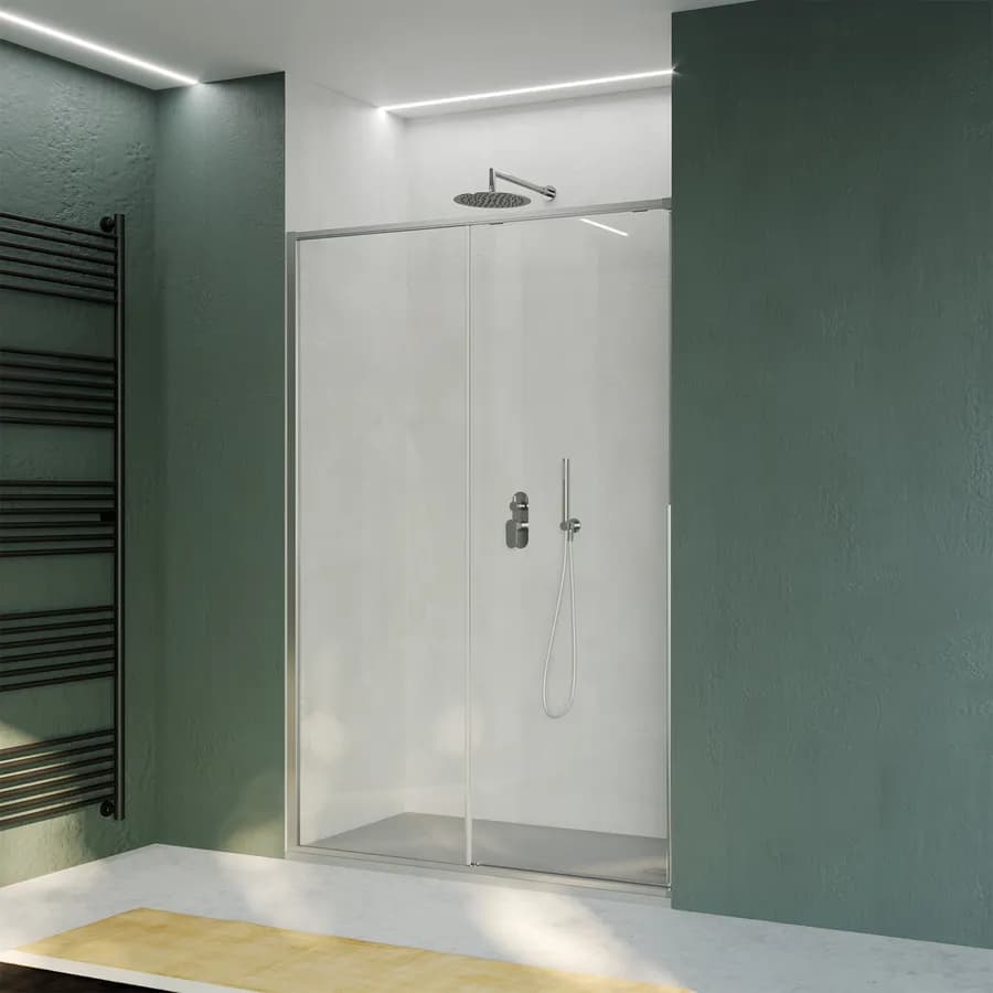 Box doccia nicchia 130 cm scorrevole sx vetro anticalcare trasparente profilo cromo 200h - Helena