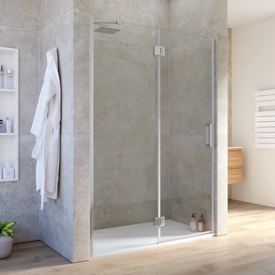 Nicchia battente 130 cm vetro temperato anticalcare 195h - Closet