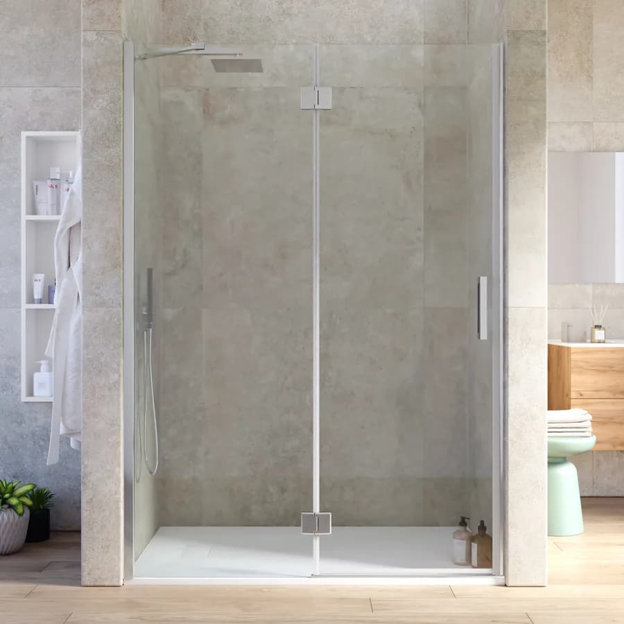 Nicchia battente 130 cm vetro temperato anticalcare 195h - Closet