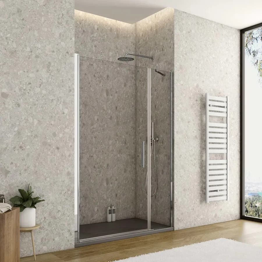 Box doccia nicchia 130cm 90 battente + 40 fisso trasparente 195h - Nilo