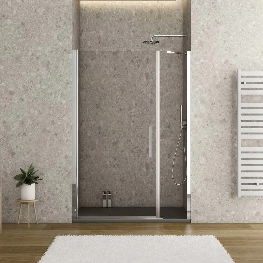 Box doccia nicchia 130cm 90 battente + 40 fisso trasparente 195h - Nilo
