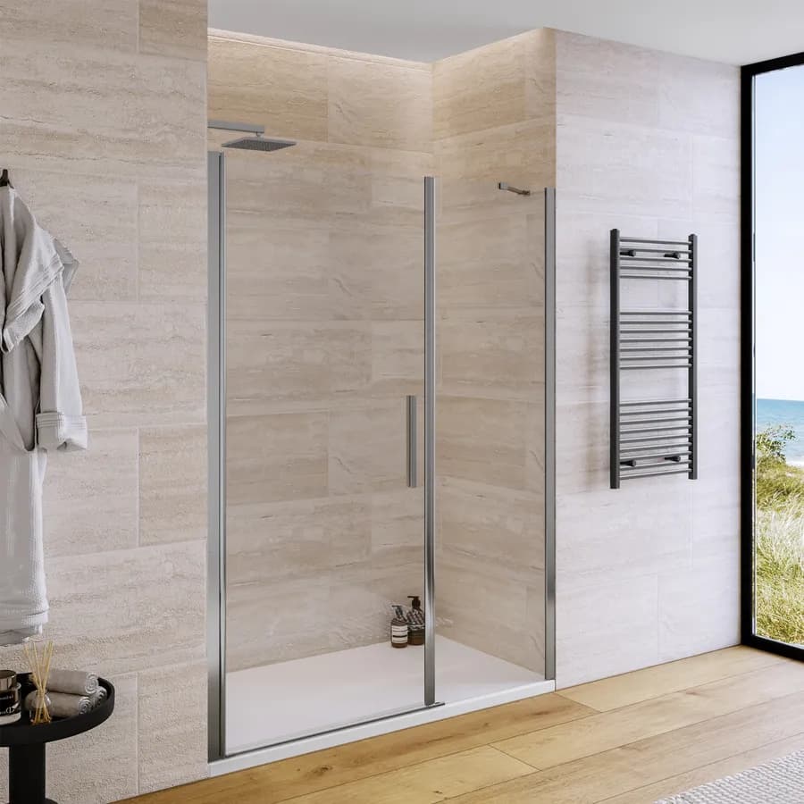 Box doccia nicchia 140cm 90 battente + 50 fisso trasparente 190h - Nilo