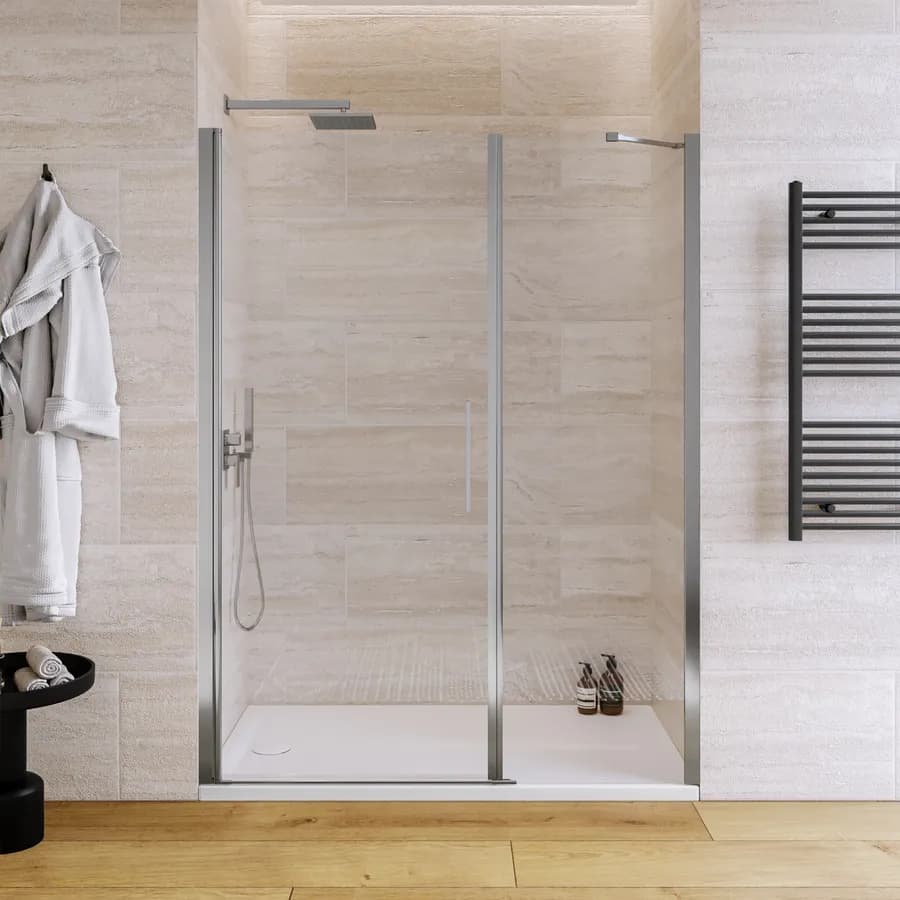 Box doccia nicchia 140cm 90 battente + 50 fisso trasparente 190h - Nilo