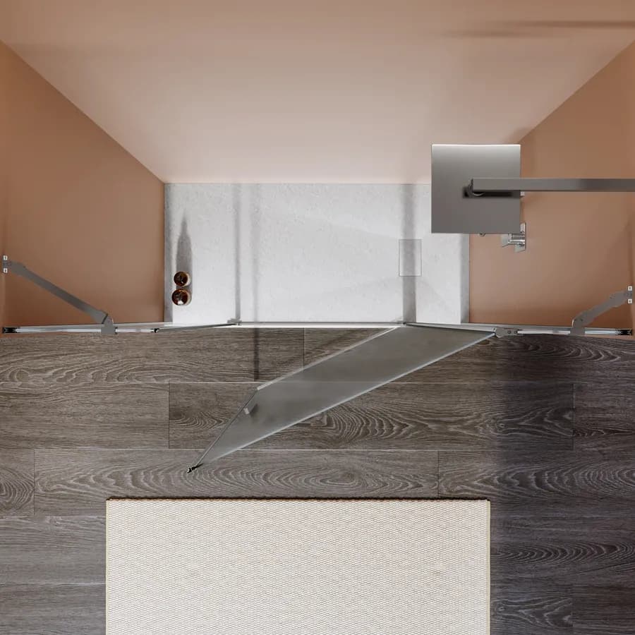 Box doccia nicchia 145 cm 35 giunto + 80 battente + 30 fisso con vetro temperato opaco e profilo cromo 195h - Nilo