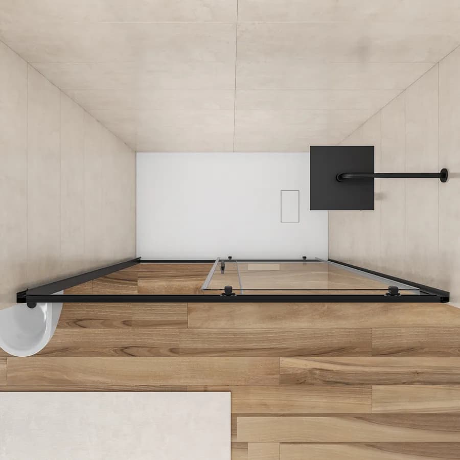 Box doccia nicchia 150 cm scorrevole con vetro trasparente e profilo nero opaco 185h - Lite