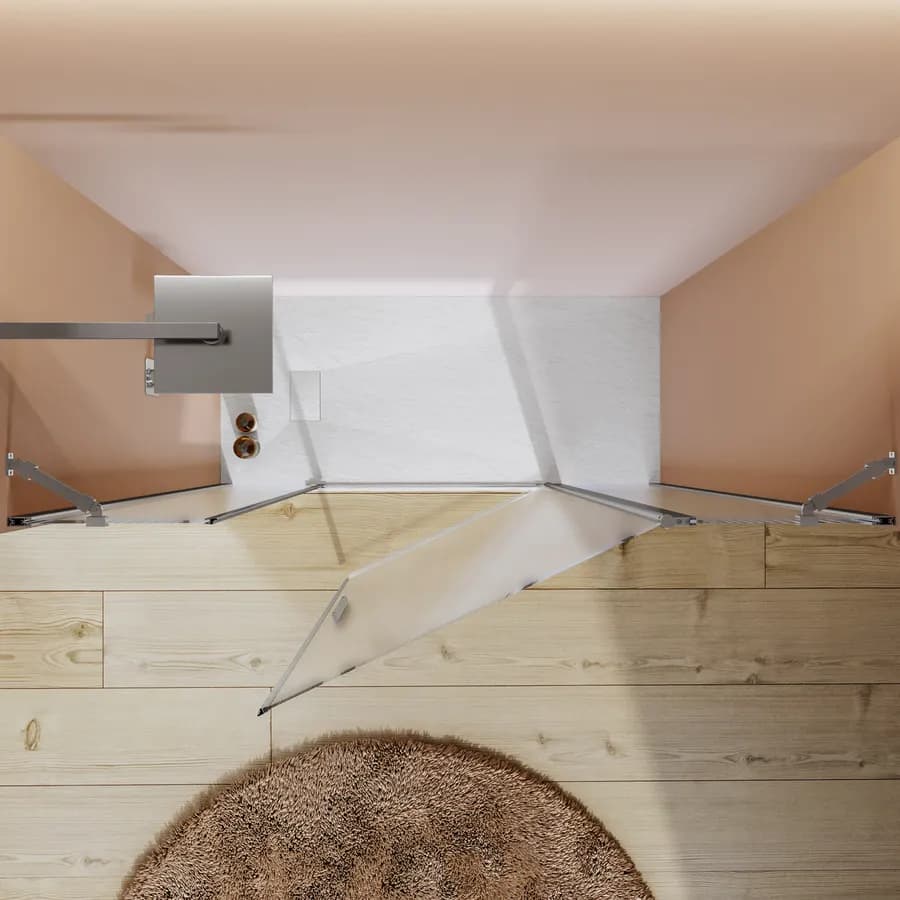 Box doccia nicchia 155 cm 45 giunto + 80 battente + 30 fisso con vetro temperato opaco e profilo cromo 195h - Nilo