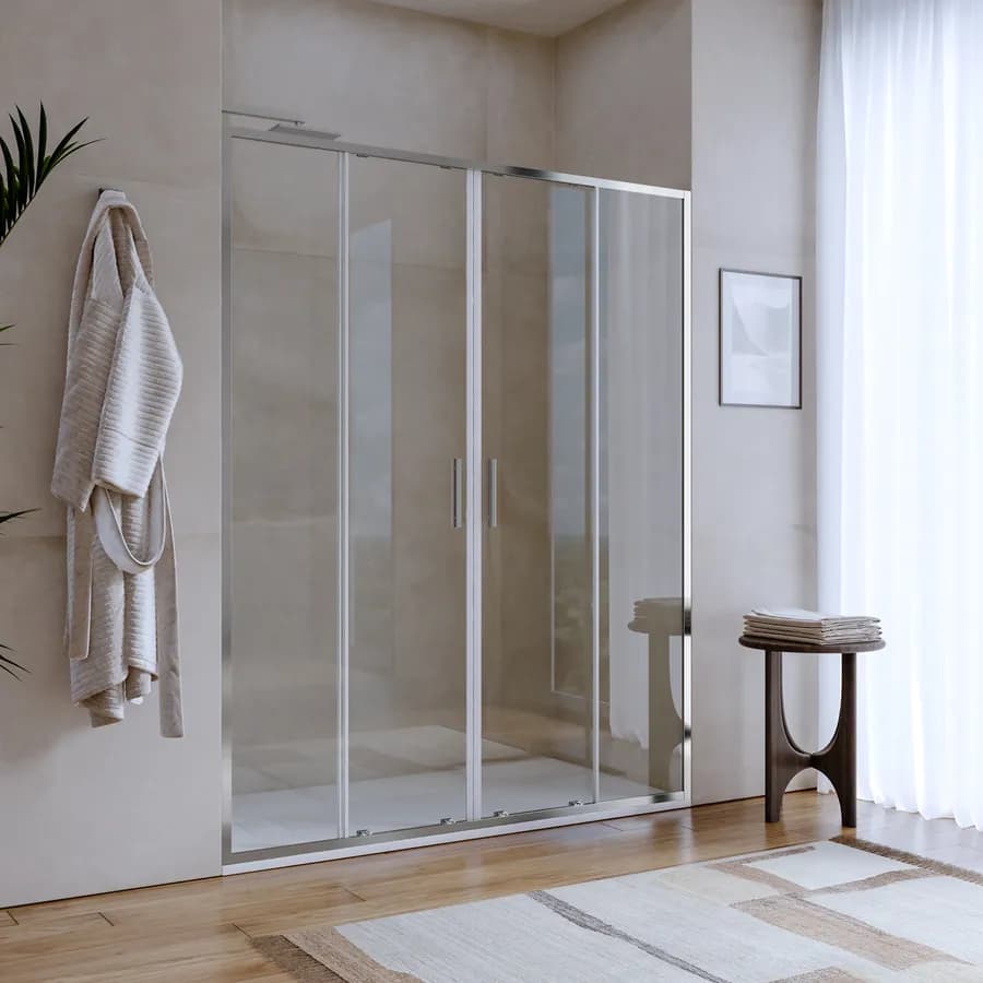 Box doccia nicchia 160 cm doppio scorrevole con vetro slim trasparente e profilo cromo 195h - Glide