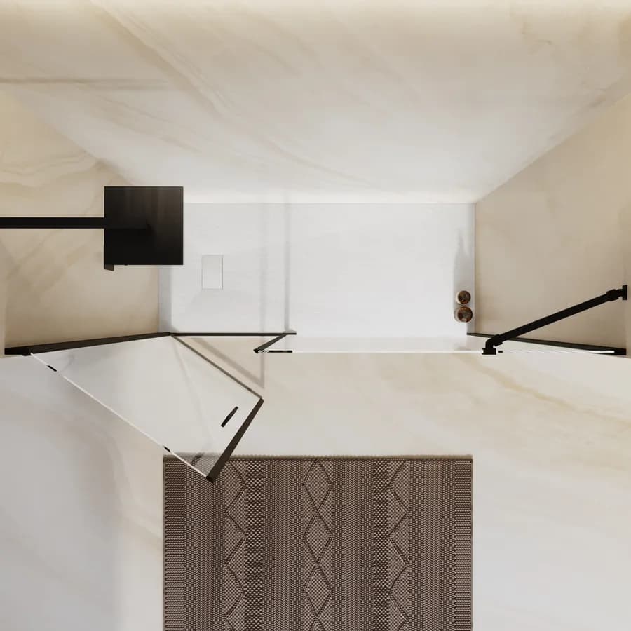 Box doccia nicchia 165 cm battente 65 e lato fisso 100 con profilo nero 195h - Nilo