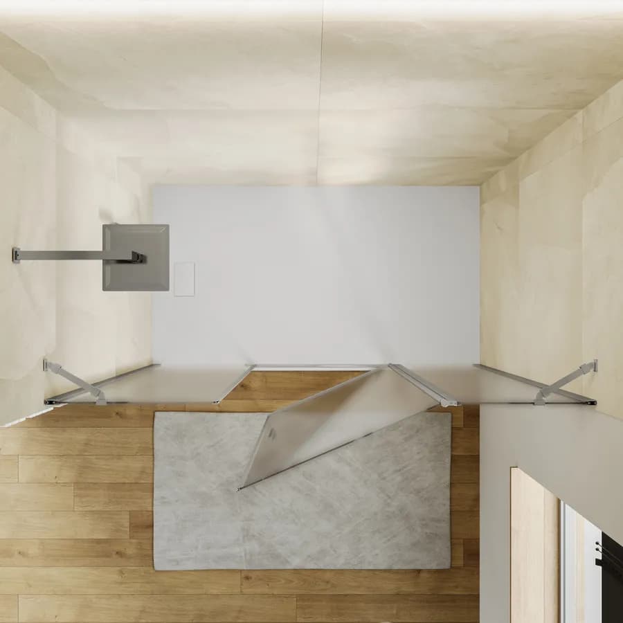 Box doccia nicchia 175 cm 45 giunto + 80 battente + 50 fisso con vetro temperato opaco e profilo cromo 195h - Nilo