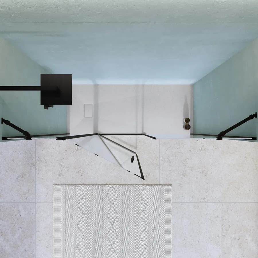 Box doccia nicchia 185 cm 45 giunto + 70 battente + 70 fisso con profilo nero 195h - Nilo