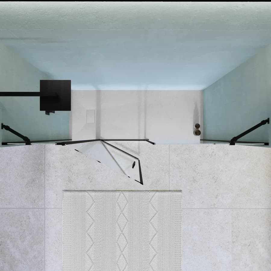 Box doccia nicchia 200 cm 40 giunto+70 battente+90 fisso con profilo nero 195h - Nilo