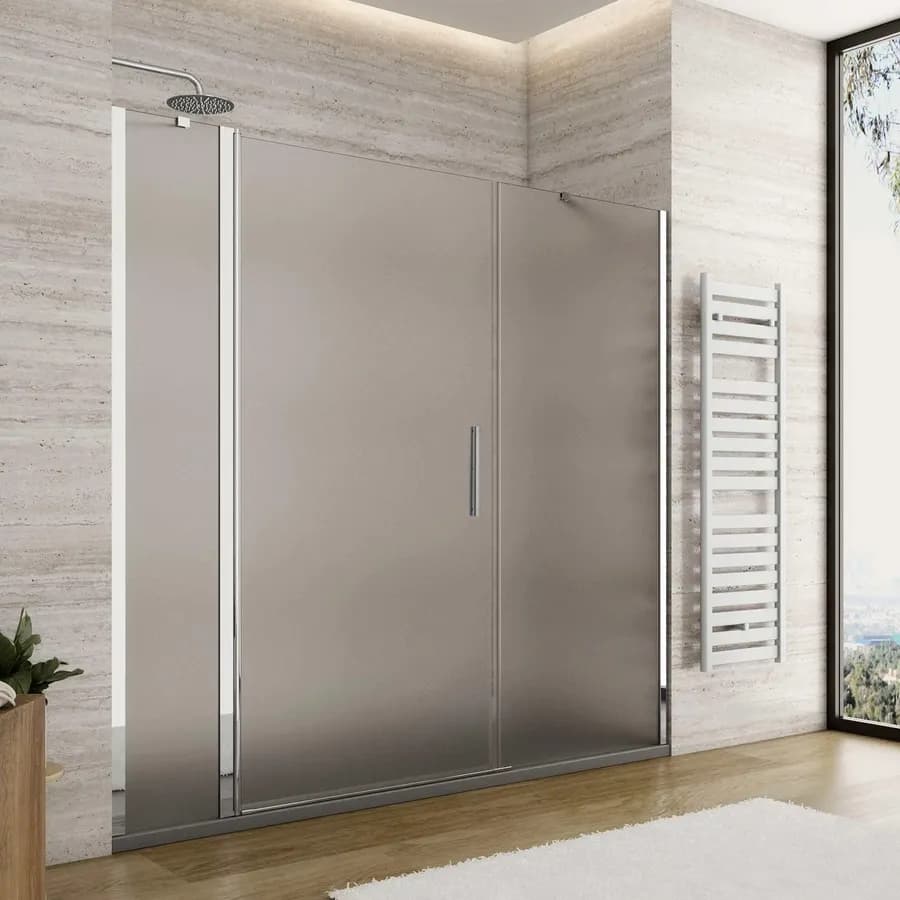 Box doccia nicchia 200cm 30 giunto + 90 battente + 90 fisso opaco 195h - Nilo