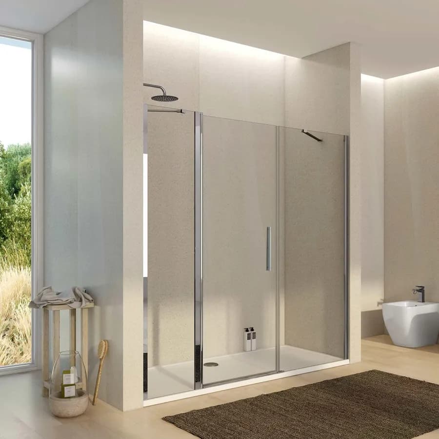 Box doccia nicchia 200cm 40 giunto + 80 battente + 90 fisso trasparente 195h - Nilo