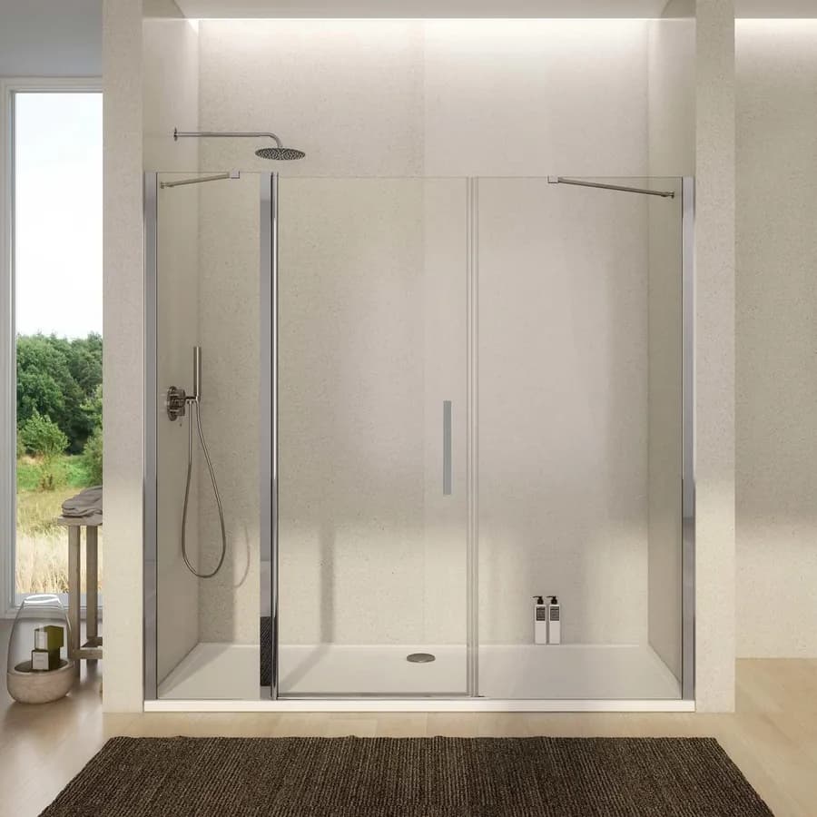 Box doccia nicchia 200cm 40 giunto + 80 battente + 90 fisso trasparente 195h - Nilo