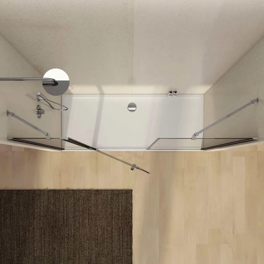 Box doccia nicchia 200cm 40 giunto + 80 battente + 90 fisso trasparente 195h - Nilo