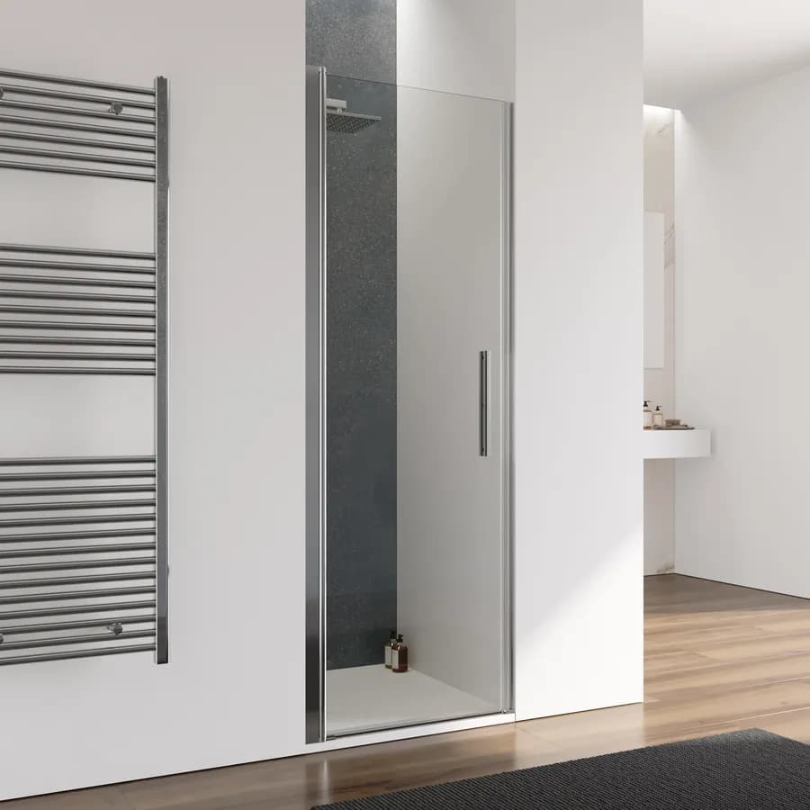 Box doccia nicchia 70 cm battente con vetro trasparente e profilo cromo 195h - Nilo