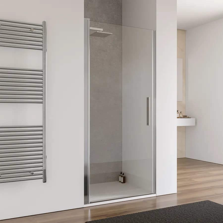 Box doccia nicchia 90 cm battente con vetro trasparente e profilo cromo 195h - Nilo