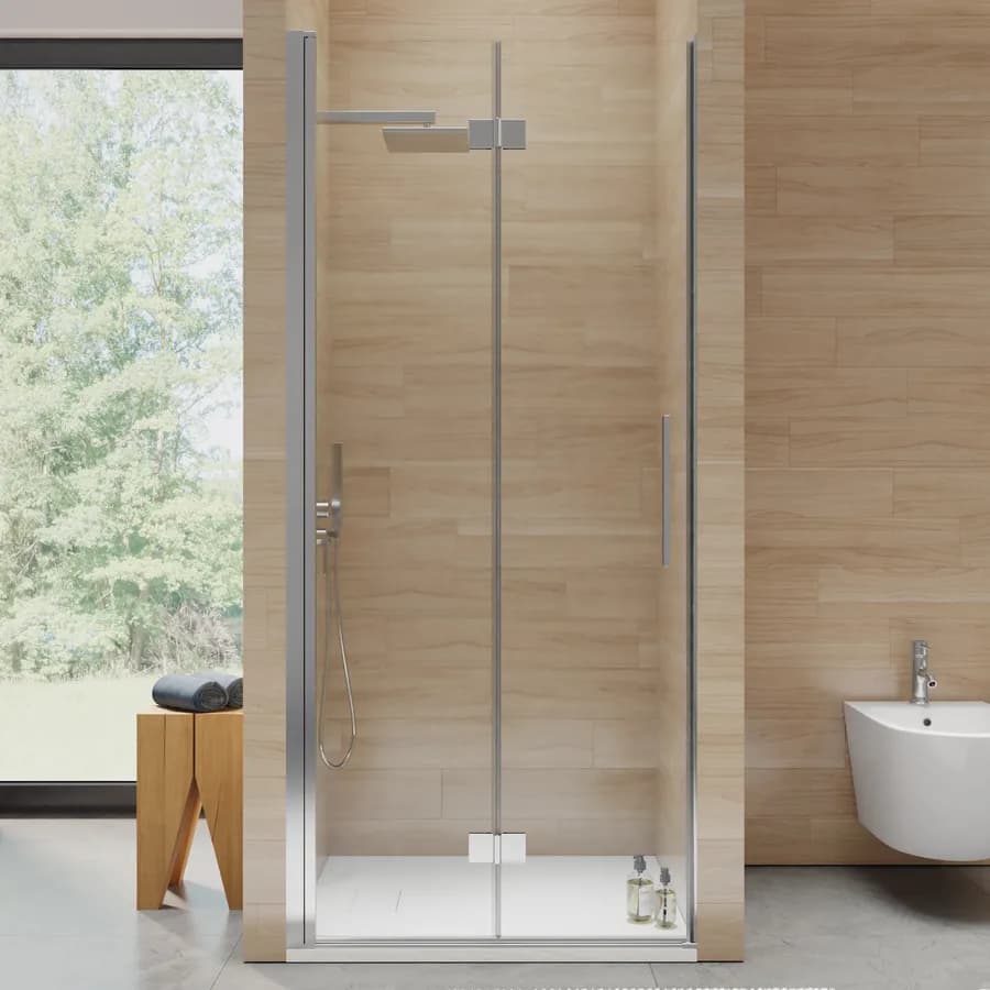 Box doccia nicchia 90 cm soffietto vetro anticalcare opaco e profilo cromo 195h - Flexy