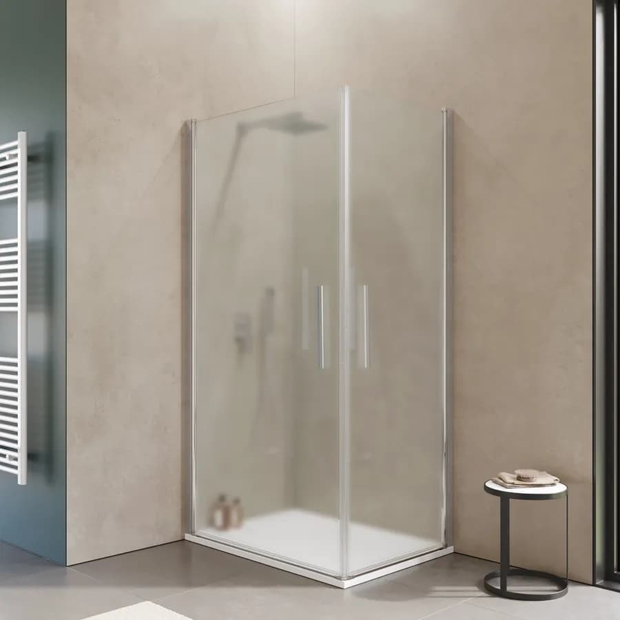 Box doccia 70x90 cm doppio battente con vetro temperato opaco e profilo cromo 195h - Nilo