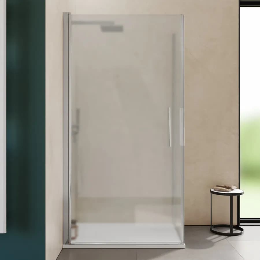 Box doccia 70x90 cm doppio battente con vetro temperato opaco e profilo cromo 195h - Nilo
