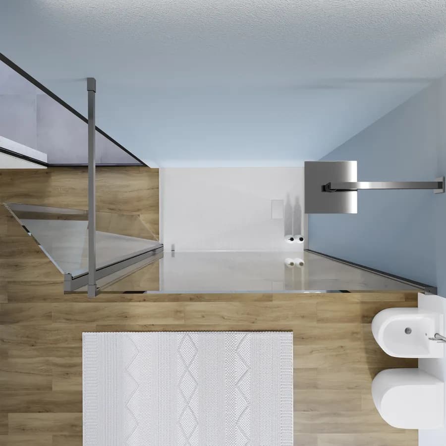 Box doccia parete walk in 150 cm + anta girevole 45 cm anticalcare trasparente - Keep