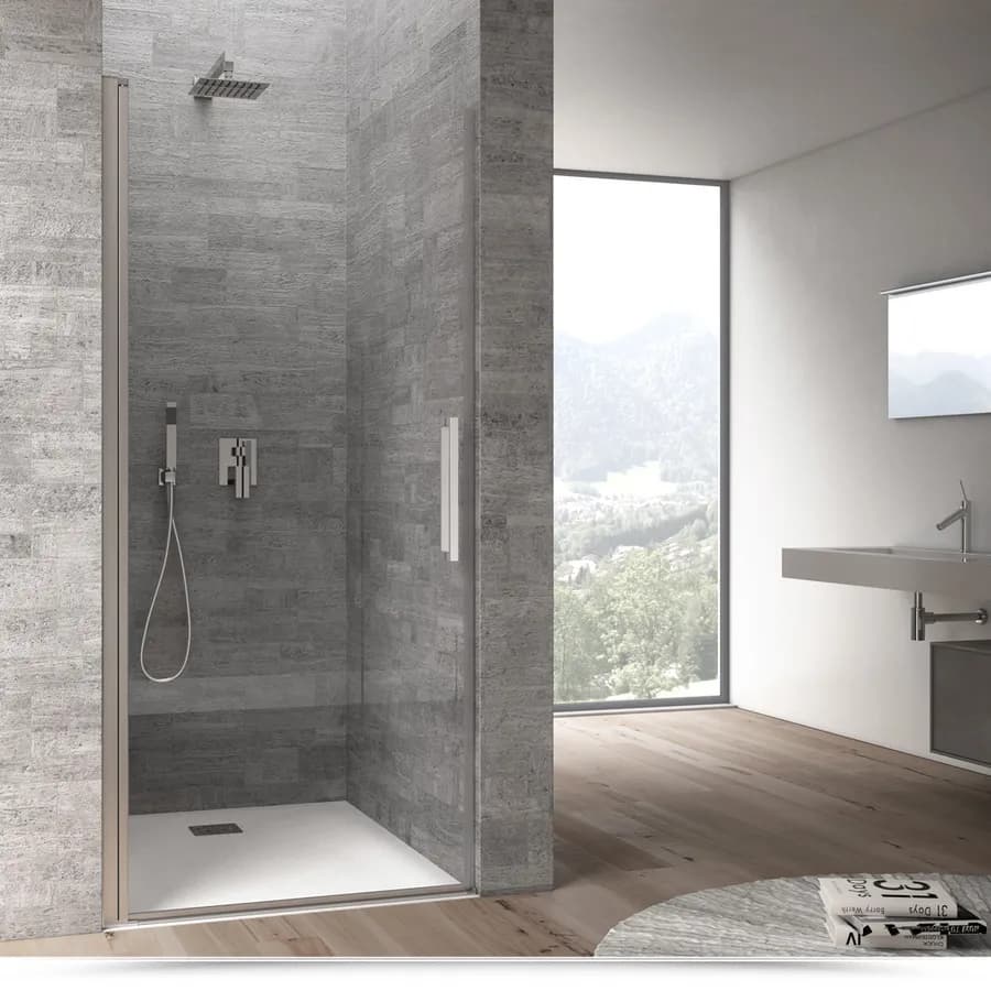 Box doccia per nicchia 90 cm porta battente 200h cm in cristallo 8mm trasparente anticalcare