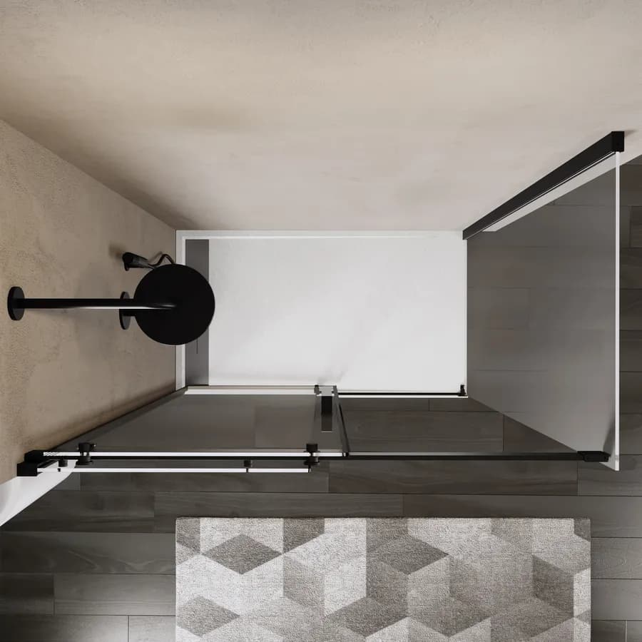 Box doccia 80x140 cm scorrevole in vetro anticalcare trasparente e profilo nero opaco 200h - Lucy