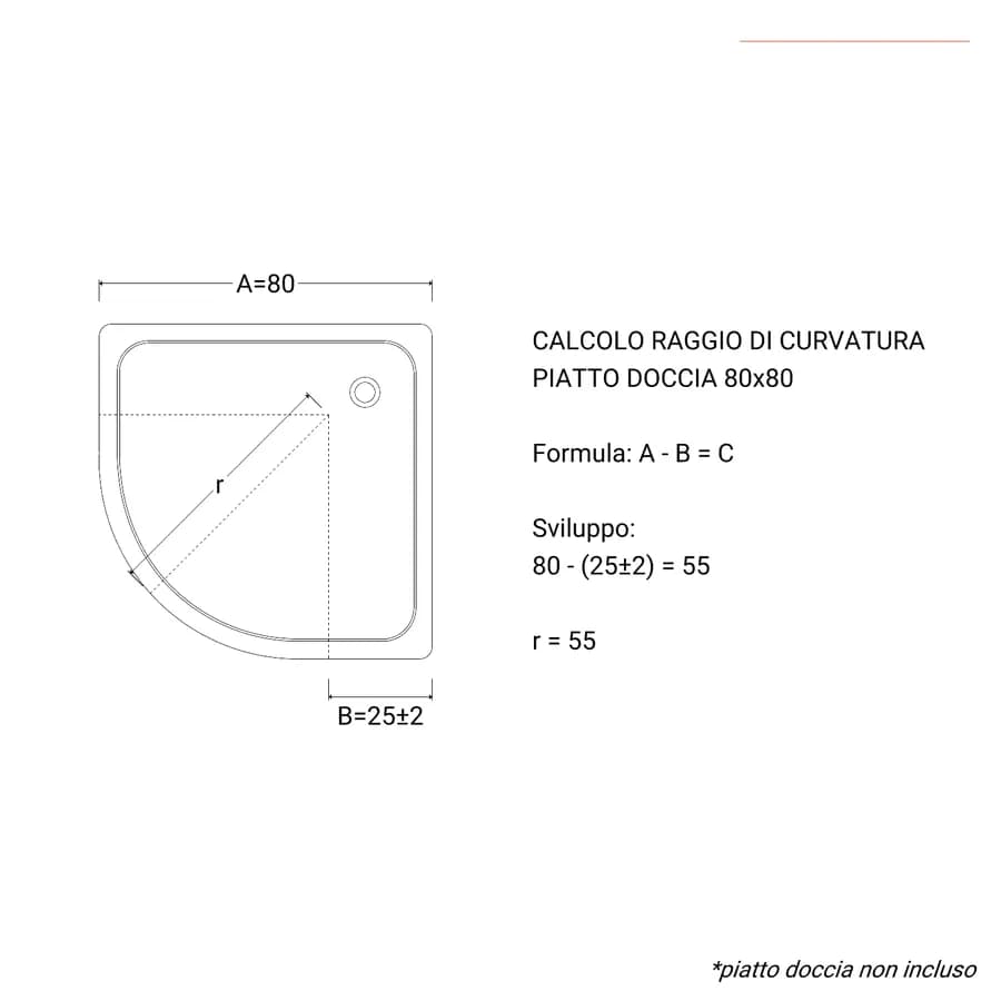 Box doccia semicircolare 80x80 cm in vetro temperato 6 mm trasparente 185h con profilo nero - Young