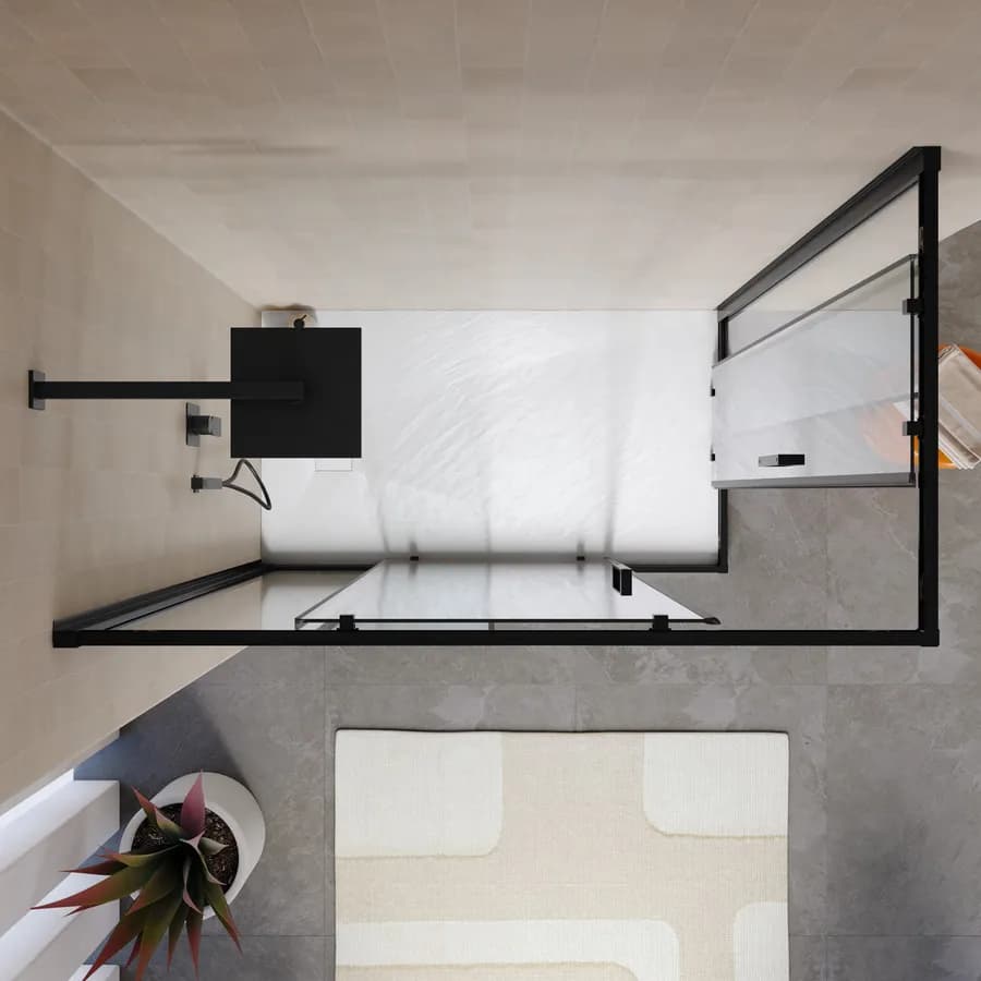 Box doccia telaio nero 90x120 con apertura angolare scorrevole anticalcare 200h - Naomi