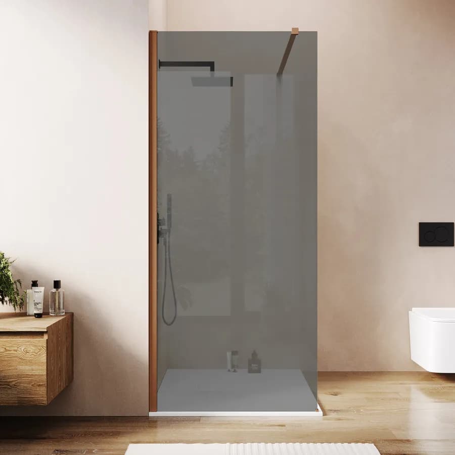 Box doccia Walk in 100 cm vetro anticalcare fumè e profilo bronzo 200h - Keep