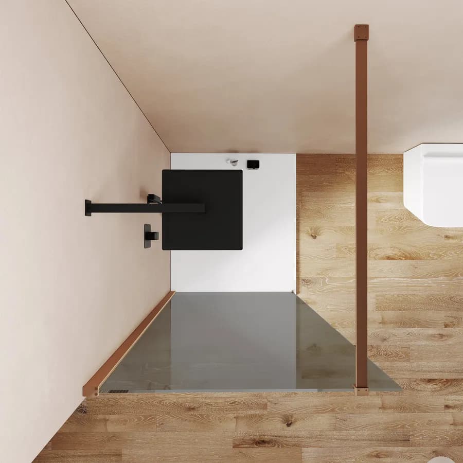 Box doccia Walk in 100 cm vetro anticalcare fumè e profilo bronzo 200h - Keep