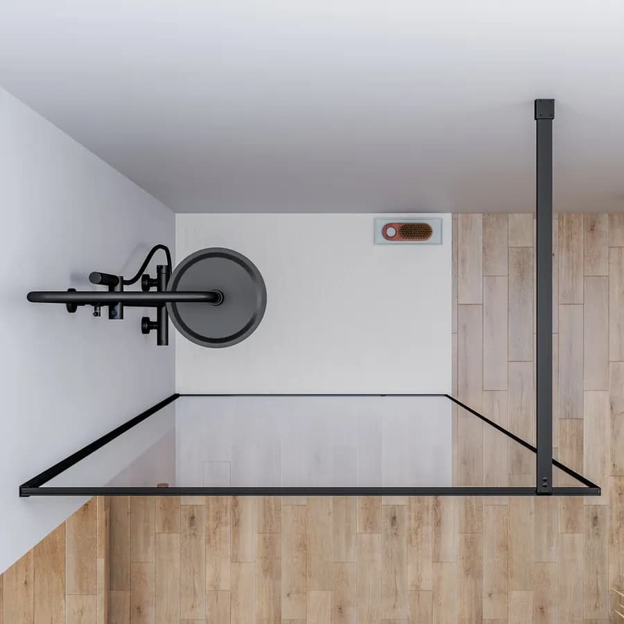 Box doccia Walk in frame 110 cm vetro anticalcare trasparente e profilo nero opaco 200h - Deline