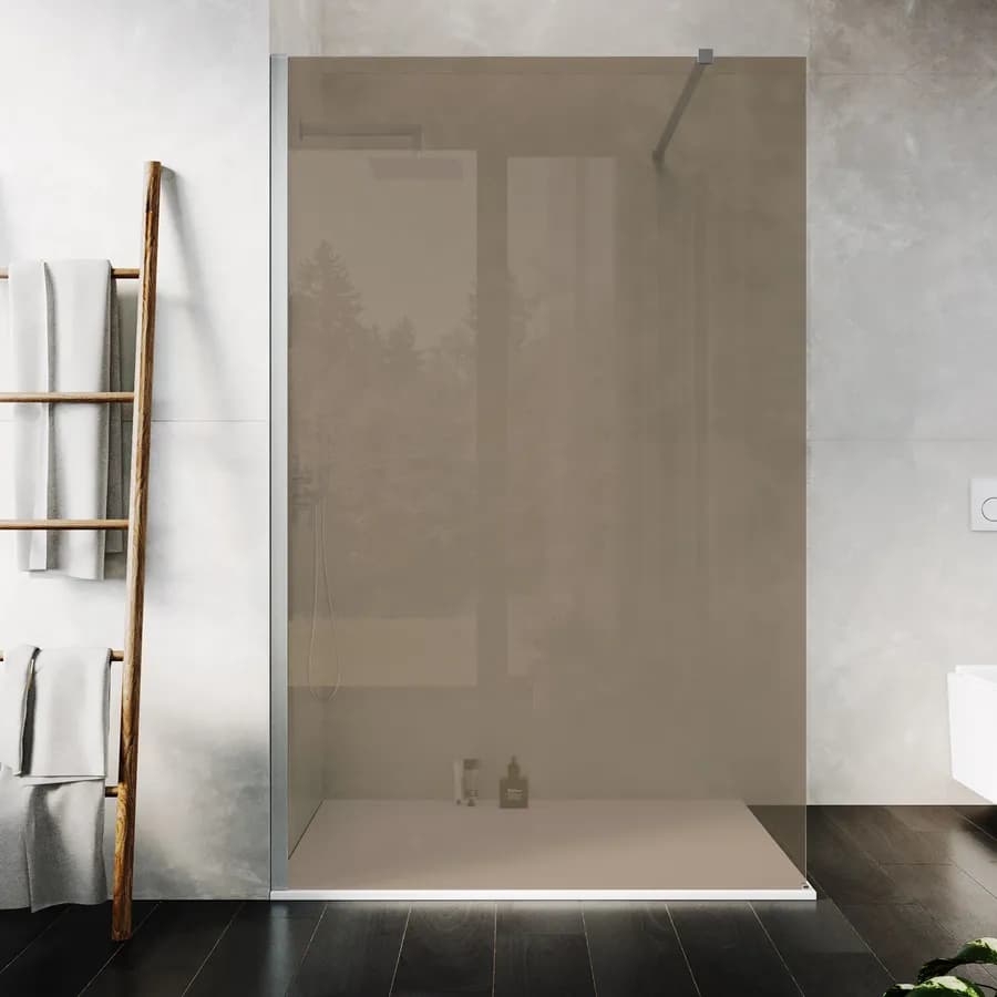 Box doccia Walk in 140 cm vetro anticalcare bronzato e profilo cromo 200h - Keep
