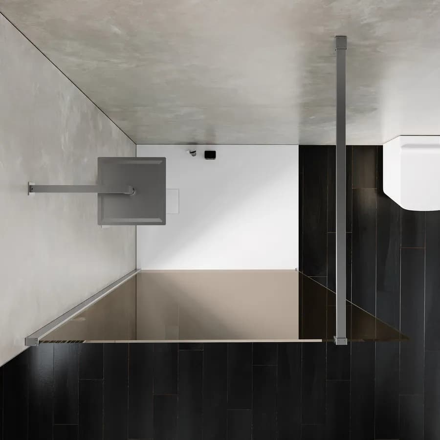 Box doccia Walk in 140 cm vetro anticalcare bronzato e profilo cromo 200h - Keep