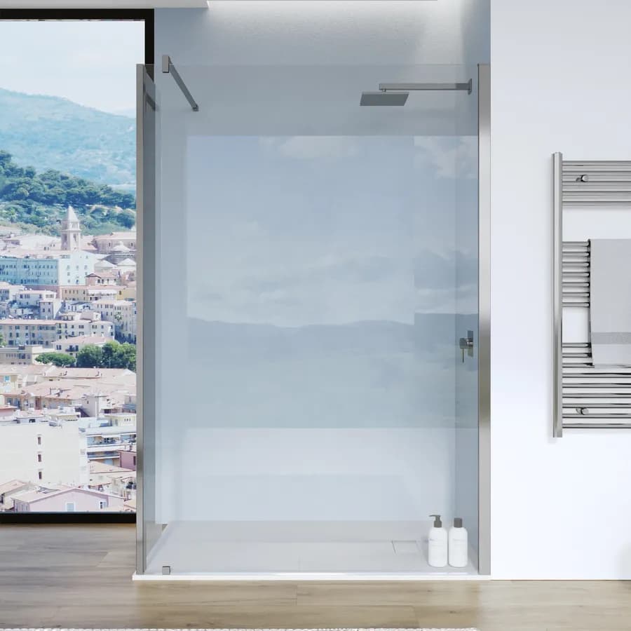 Box doccia walk in 140cm + anta girevole 35cm vetro temperato anticalcare trasparente - Keep