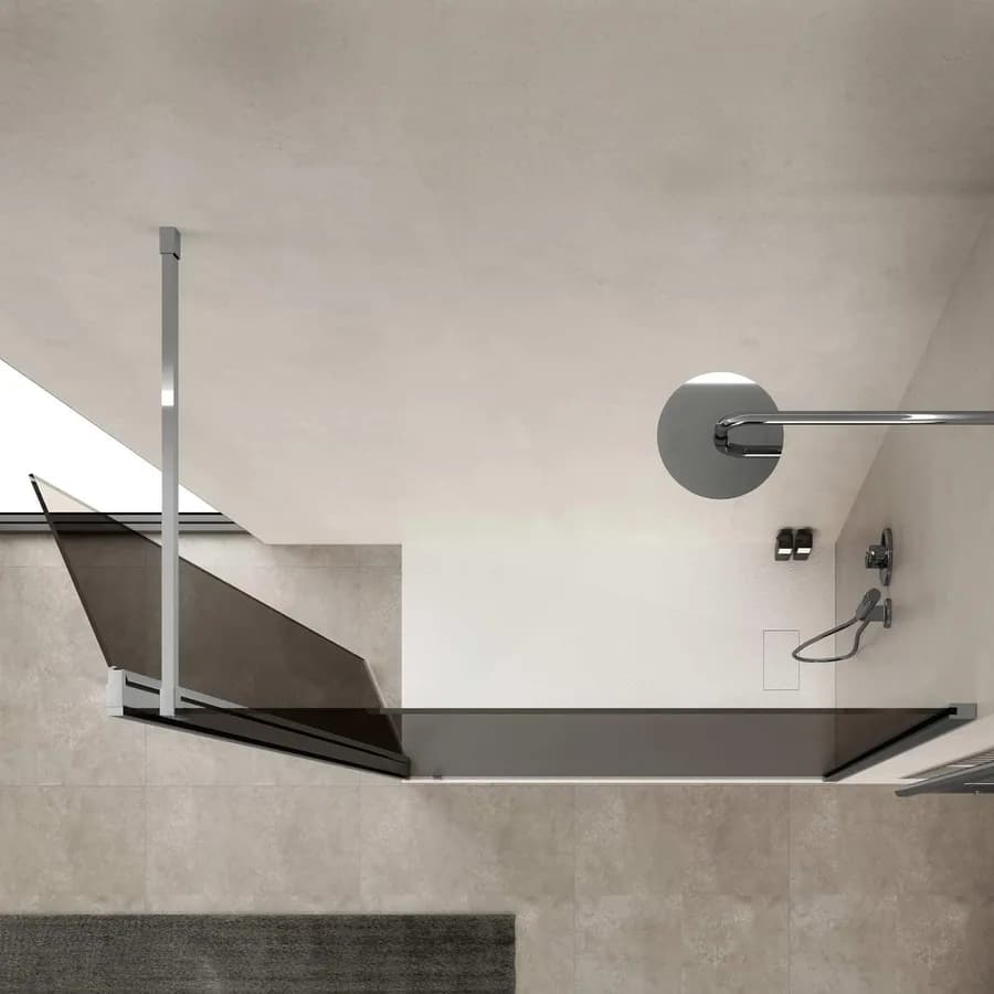 Box doccia Walk In 150 cm in vetro temperato fumè anticalcare con paretina girevole - Keep