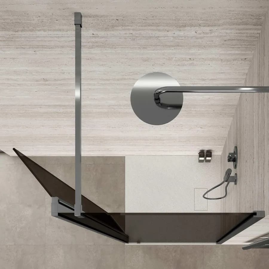 Box doccia Walk In 70 cm in vetro temperato fumè anticalcare con anta girevole 35 cm - Keep