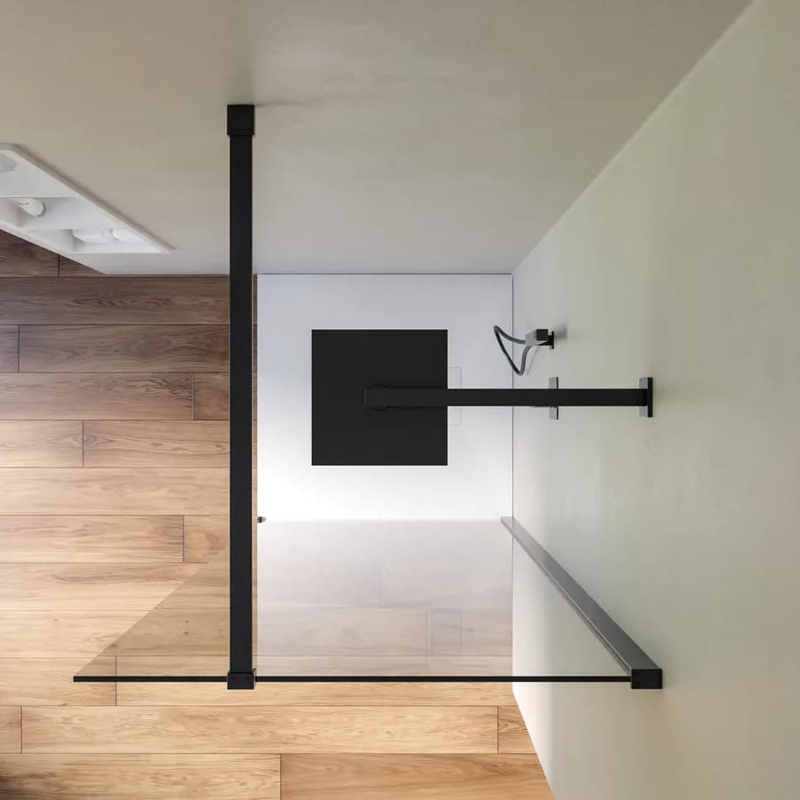 Box doccia Walk in 80 cm vetro 8 mm anticalcare trasparente e profilo nero spazzolato 200h - Keep