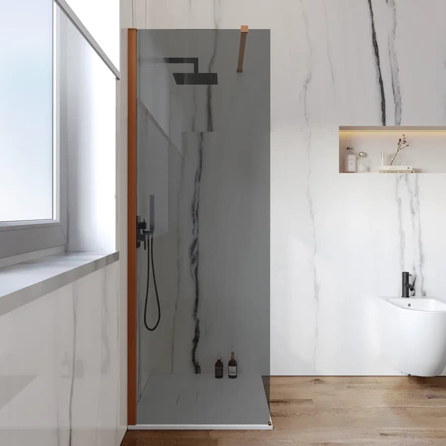 Box doccia Walk in 80 cm vetro anticalcare fumè e profilo bronzo 200h - Keep
