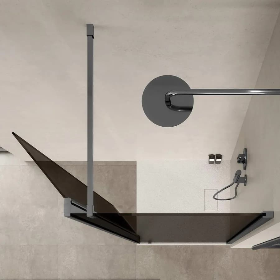 Box doccia Walk In 90 cm in vetro temperato fumè anticalcare con anta girevole 45 cm - Keep