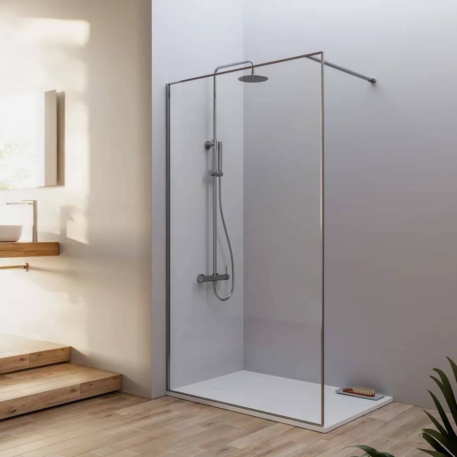 Box doccia Walk in frame 100 cm vetro anticalcare trasparente e profilo cromo 200h - Deline