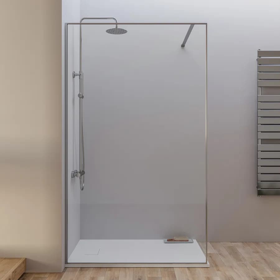 Box doccia Walk in frame 100 cm vetro anticalcare trasparente e profilo cromo 200h - Deline