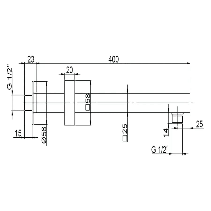 Braccio doccia design squadrato 40 cm a muro Jacuzzi - Rubinetteria arredo bagno per soffione