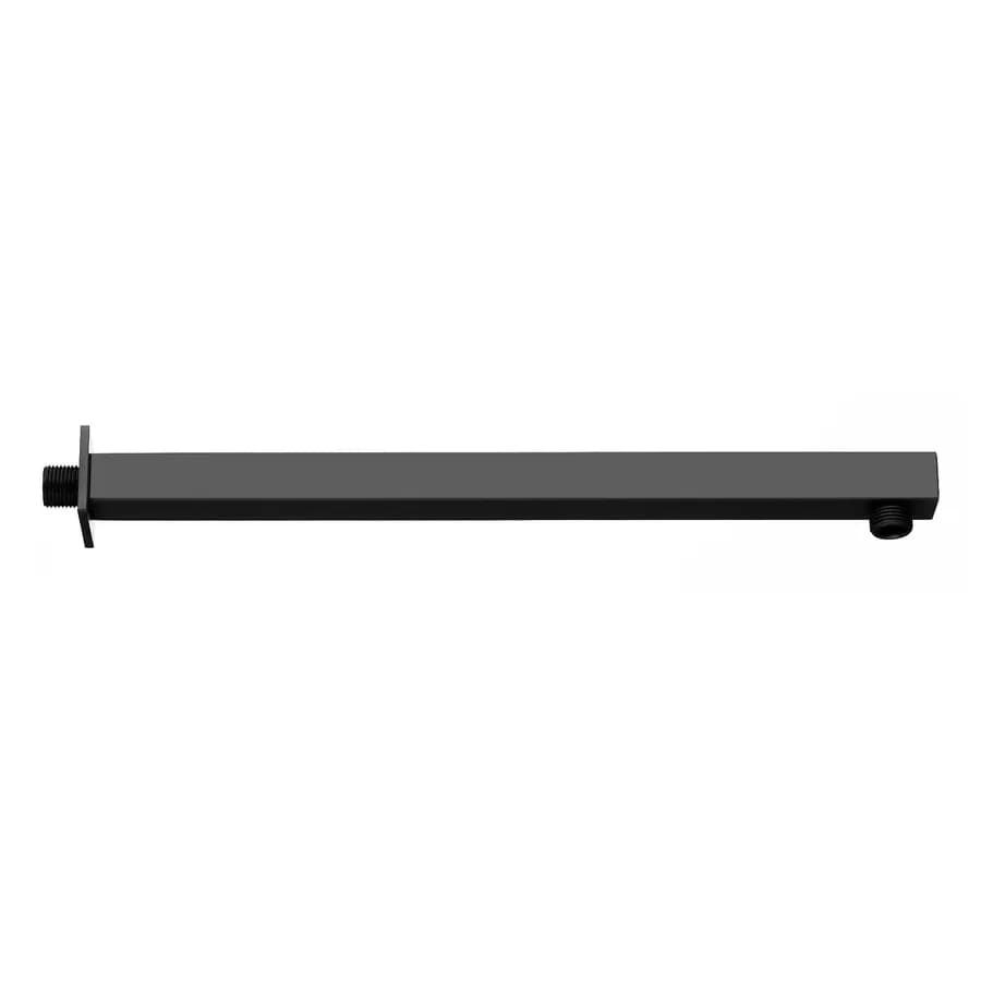 Braccio doccia nero opaco con sezione quadrata 40 cm design slim per soffione