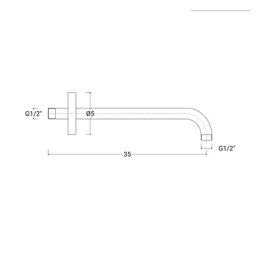 Braccio doccia tondo 35 cm in ottone nero opaco Jacuzzi - Rubinetteria